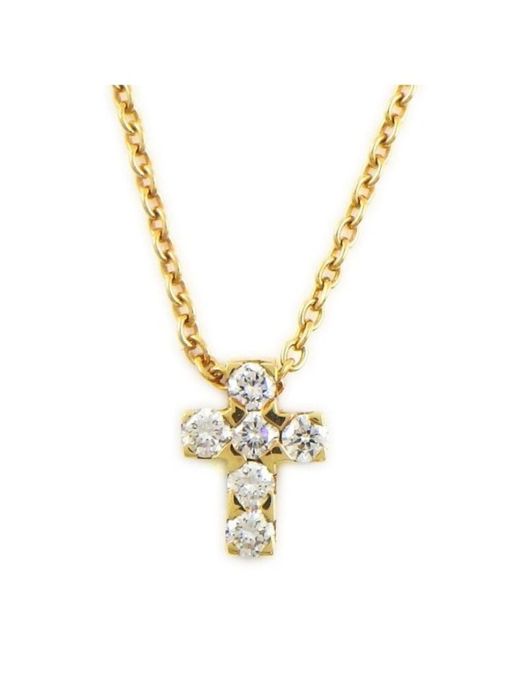 Van Cleef & Arpels Necklace Mini Croix Cross Diamond 18k Yellow Gold